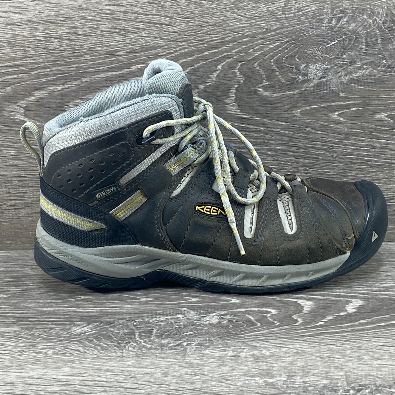 KEEN Women's Flint2 II Waterproof Steel Toe Mid Boots Size 7.5 M Gray Leather
