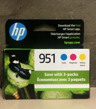 NEW Genuine HP 951 Cyan Magenta and Yellow Ink Cartridges CR314FN Exp 2026-2027
