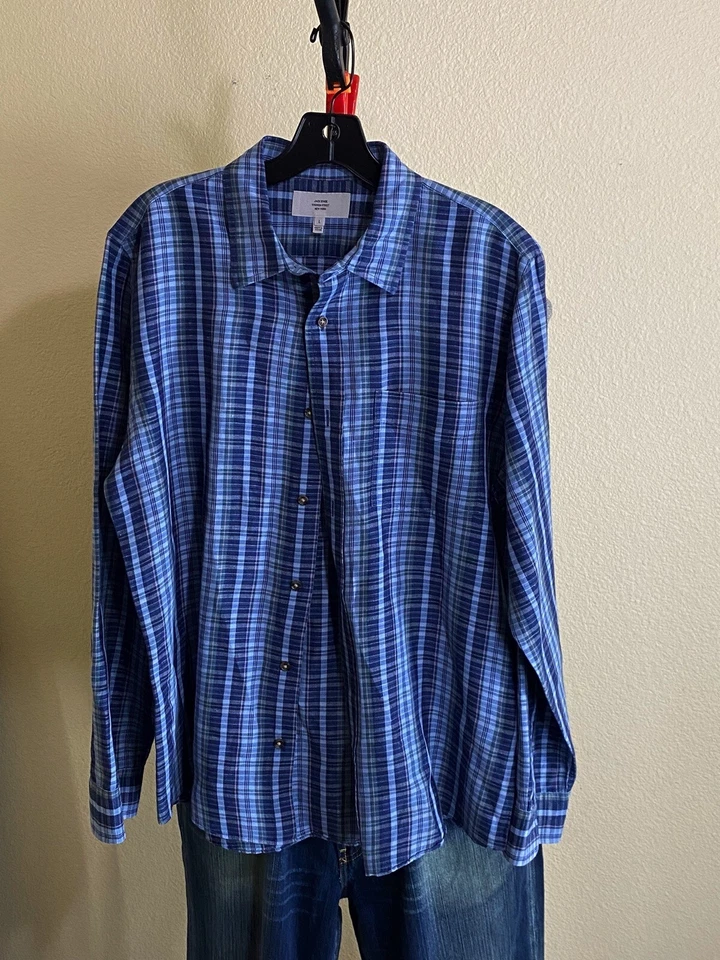 Jack Spade Linen Plaid LONG SLEEVE SHIRT Large L 16.5x35/36 Length 31.5 - Image 2 of 4