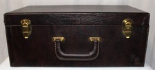 Rare Vintage Leather Hard shell Briefcase Suitcase Key Lock 19" x 12" x 7 1/2"