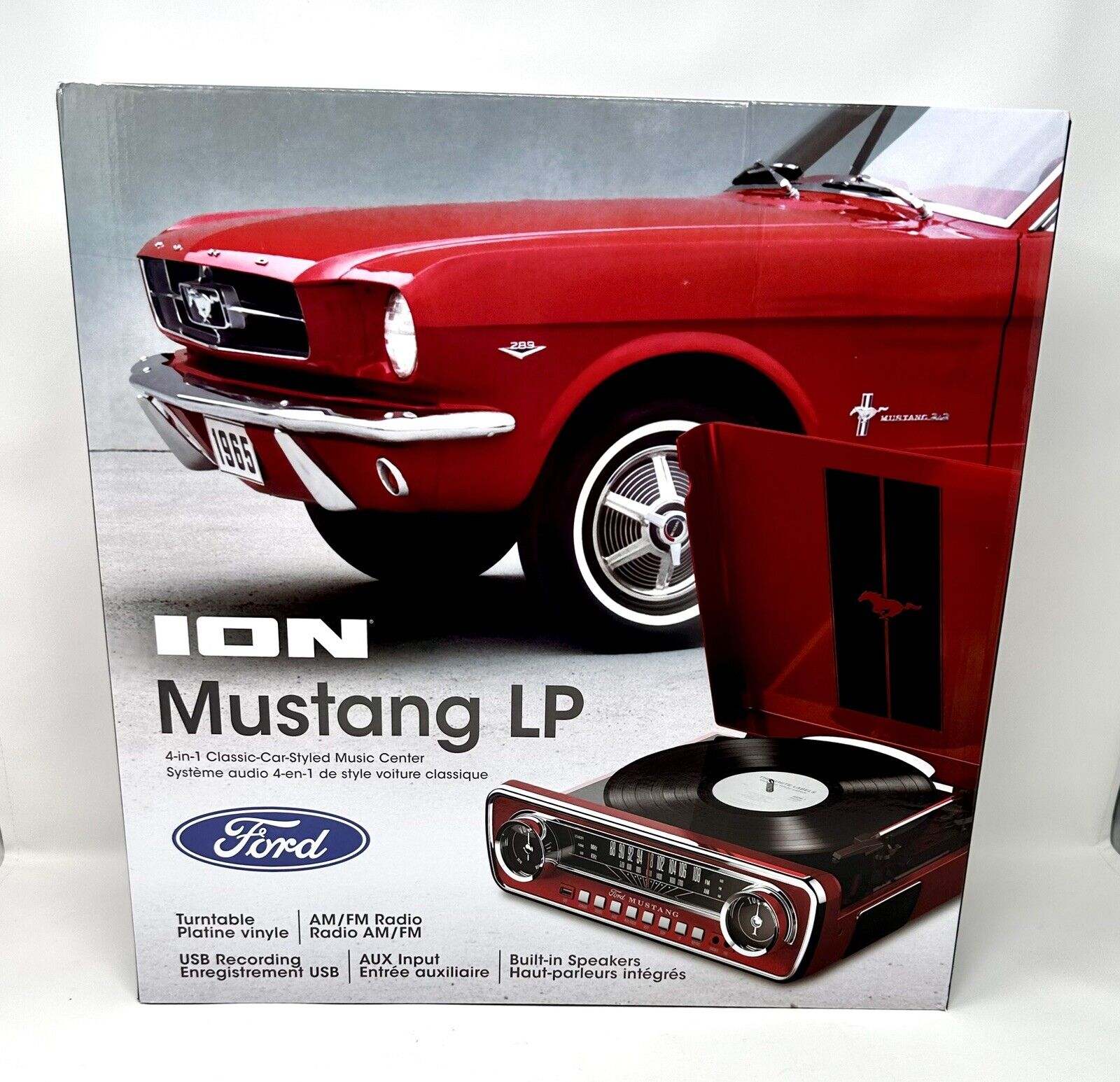 *NEW* Ford Mustang RECORD PLAYER (red) LP  4-in-1 Turntable System By ION *RARE*