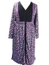 NEW Woman Within Multicolor Plus Size 26W Dress Midi Button Front Jersey Fabric