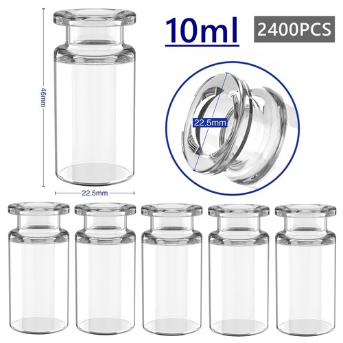 (2400PCS) 10ml Tall Sample Clear Headspace Vials Glass Bottle 20mm Crimp Top G3