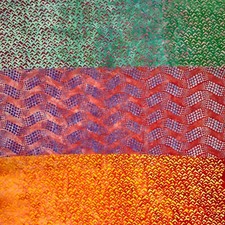 Lot of 3 1/2 Yard Ombre Batik Sampler Lunn Fabric 100 Cotton 1 Green Orange