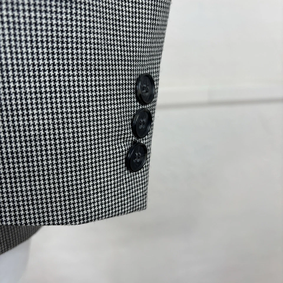 Traje de 2 piezas para hombre Kuppeheimer 38R 34x29 negro blanco gris pata de gallo a cuadros Foto 4 de 4