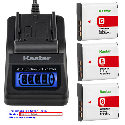 Kastar Battery LCD Quick Charger for Sony NP-BG1 NP-FG1 Sony Cyber-shot DSC-W125