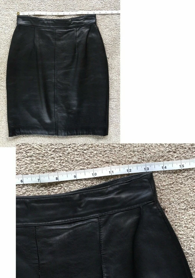 "Falda lápiz de tiro alto de cuero negro colección Adler de colección talla 6 26"" cintura" Foto 3 de 4