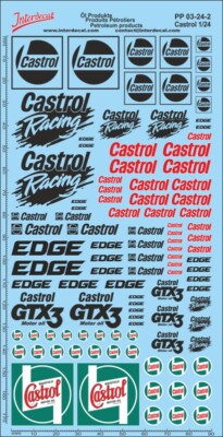 Décalcomanies CASTROL 1/24 - INTERDECAL - Produits Pétroliers - Pour Modélisme - Format 180x80 Mm