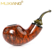Handmade Briar Freehand Pipe Wooden Tobacco Pipe Curved Stem Smooth Finish Pipe
