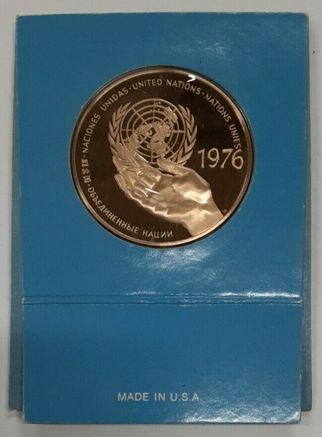 1976 United Nations Bronze Peace Medal Franklin Mint in Original