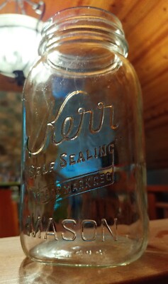 2 Vintage Clear Kerr Self Sealing Mason Jars - 1 Quart | eBay
