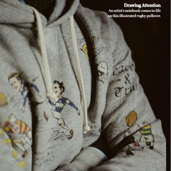 Polo Ralph Lauren Gray Cartoon Rugby St Andrew Sweatshirt Hoodie