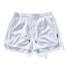 Men's Mesh Running Shorts 3 Inch Quick Dry Gym with Pockets White