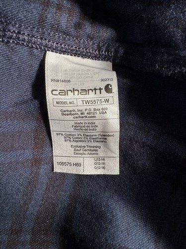 Carhartt Rugged Flex Women’s Flannel Shirt Size L 14-16 Long Sleeve Blue Plaid - Picture 5 of 13