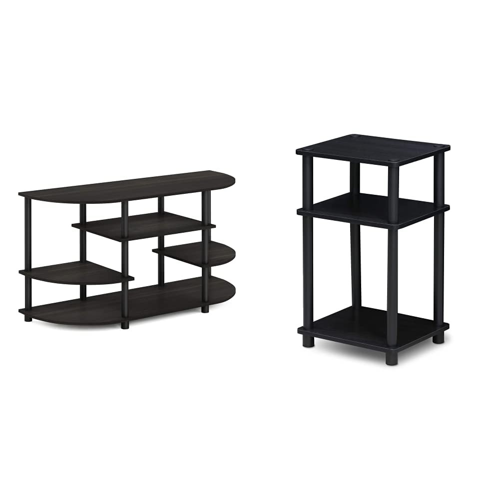 Furinno Jaya Simple Design Corner TV Stand, Espresso/Black &