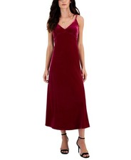 Taylor Womens Spaghetti-Strap Ruched Tea Length Shift Dress Purple Size 12 NWT