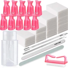 Nail Polish Gel Remover Tools Kit, Soak off Cap Clip, 200Ml Dispenser Bottle, UV