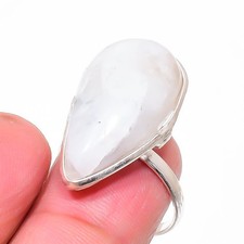 Moonstone Gemstone Handmade 925 Sterling Silver Jewelry Ring Size 8 For Her D143