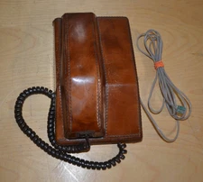 Northern Telecom Brown Leather Wrapped CONTEMPRA Push Button Telephone ~ (H)