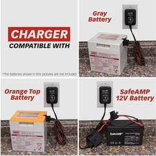 12V Charger Compatible ONLY with Power Wheels Gray Battery and Orange Top Bat...