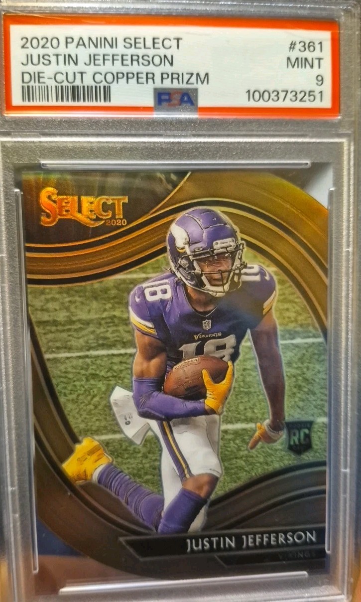 2020 Select Justin Jefferson RC Die-Cut Copper Prizm PSA 9 /355 Field Level #361