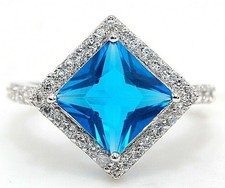 3CT Blue Topaz Topaz 925 Solid Sterling Silver Ring Jewelry Sz 6 NB1-9