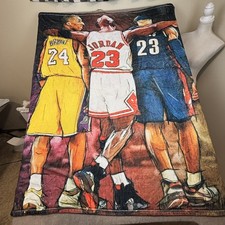 Kobe Bryant Michael Jordan LeBron James Plush Blanket Throw 50x57 Basketball