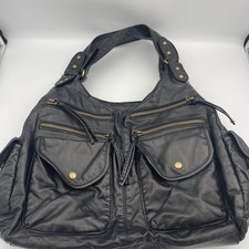 Bueno Collection Black Handbag Faux Leather Purse Dual Straps Roomy