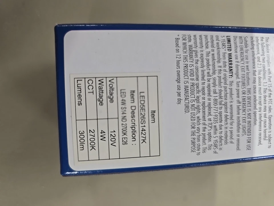 300Lume 5Watt 2700Kelvin LED S14 Bulb 40Watt Equal Incandescent Match Clear 12pk - Image 3 of 3