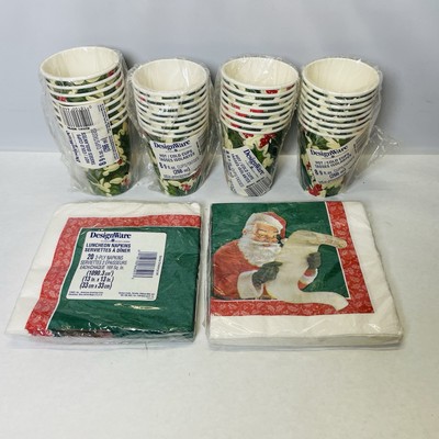 4 PKG of 8 count 9fl. oz Designware Christmas Hot/Cold Cups New PLUS 40 Napkins