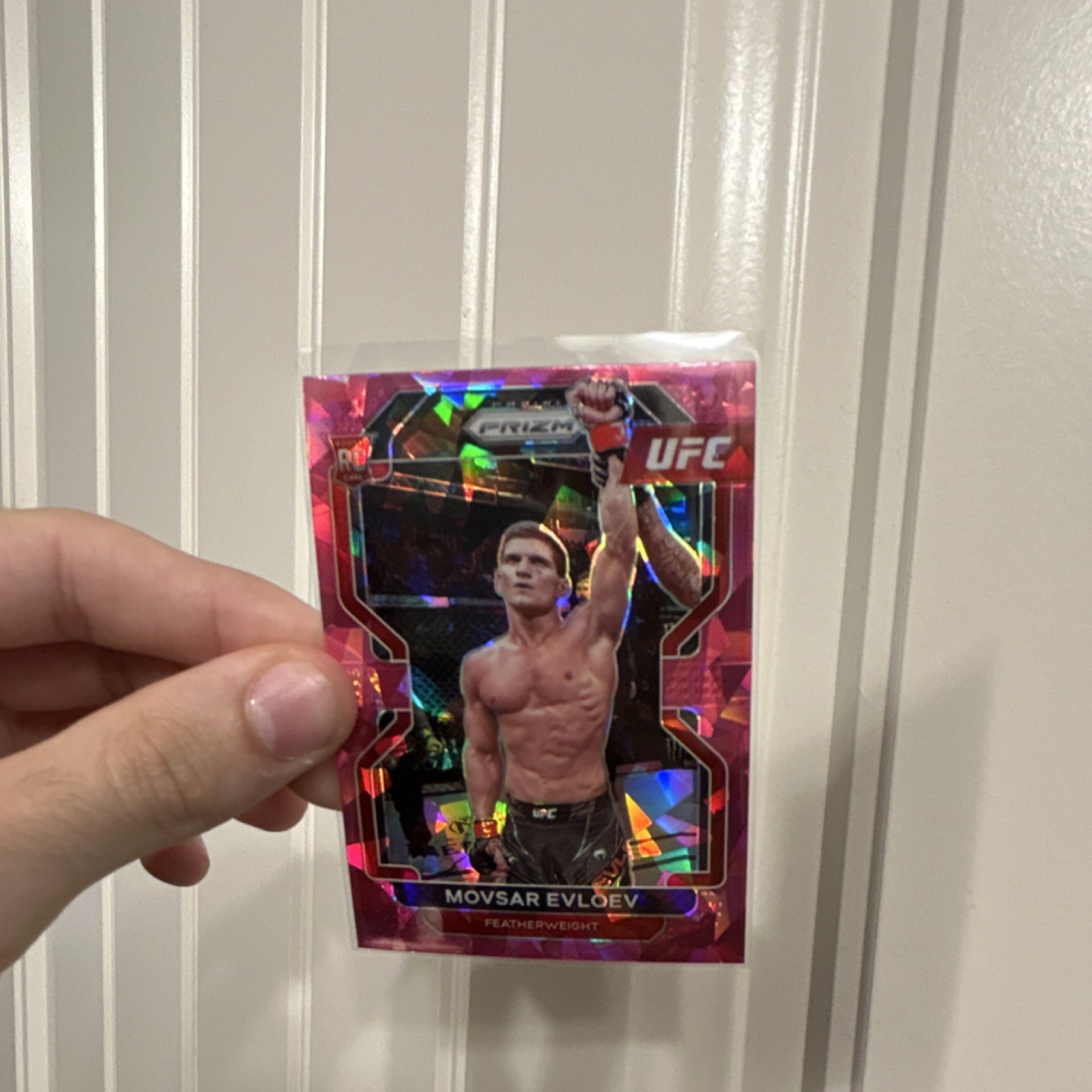 2022 Panini Prizm UFC Pink Ice Prizm Rookie Movsar Evloev #130 Card
