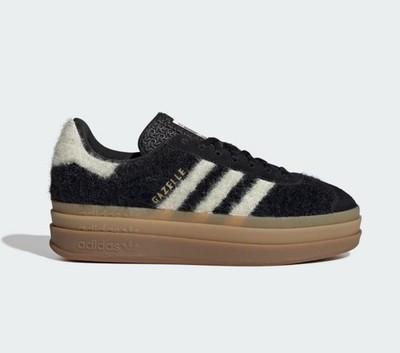 Adidas Women's Gazelle Bold JS3907 Core Black / Cream White / Gold Metallic