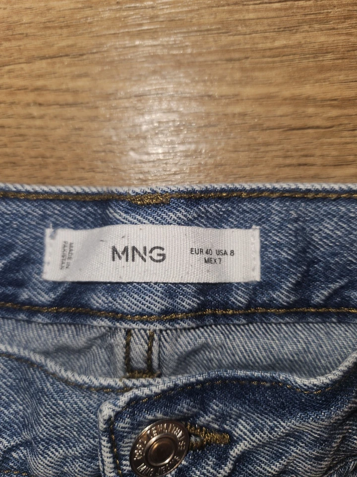 Mango Loose mid-rise wideleg jeans size 40/12 Mid Blue - Image 3 of 4