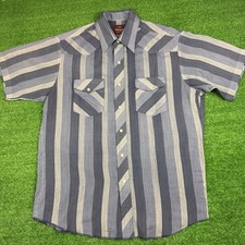 Vintage 90's Wrangler Western Shirts 16-16.5 Pearl Snap Gray Blue Made in USA