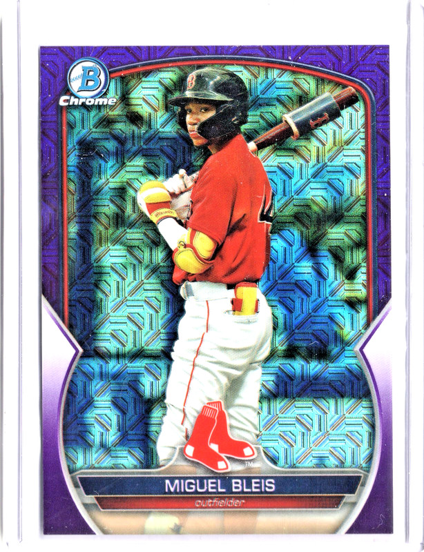 MIGUEL BLEIS S/P #290/299 2023 BOWMAN CHROME MEGA BOX PURPLE REFRACTOR RED SOXS