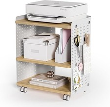 Fenge Supporto Stampante 3 Piani Carrello Ufficio Legno Rovere Ruote Salvaspazio