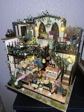 Rolife DIY Cottage Dollhouse 1:24 Scale Furnished Garden LED Lights 4 Rooms