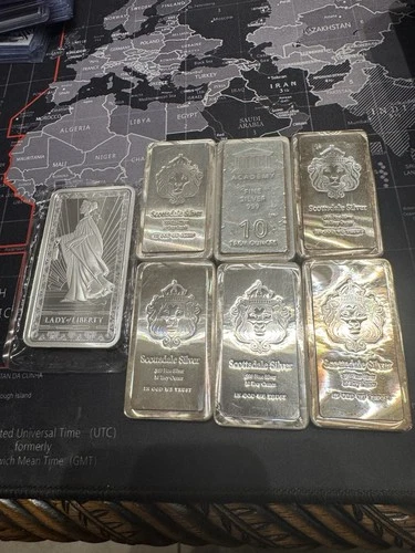 7 - 10 oz Silver Bar .999 Silver Bars (70oz Total) Bullion Lot