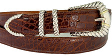 David Yurman Sterling Silver  14k Gold Ranger Belt Buckle 36 Genuine Alligator