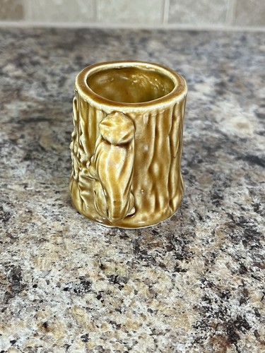 Vintage MCM Art Pottery Squirrel Tree Acorn Toothpick Holder Small Container - Picture 2 of 13