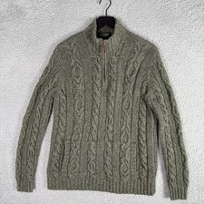 Ralph Lauren Hand Knit Wool Sweater Size Medium Chunky Knit Fisherman Green