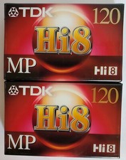 2 TDK MP Hi 8 120min Camcorder Video Tapes NEW