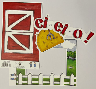 ON THE FARM Die-Cut Set(4pc)  MME Frame Barn Doors Hay   ei*ei*o Animals Fence 