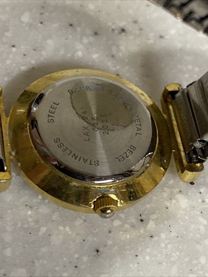 Vtg LA Express Watch Women 24mm Gold Tone Abalone Stretch  display picture 2