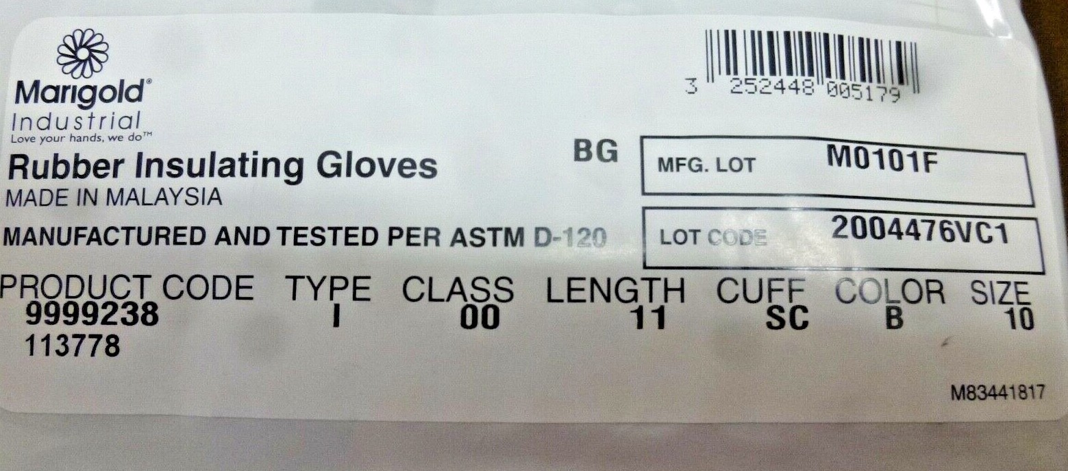 NEW MARIGOLD Electrical Gloves, Leather, Black, 10, CL00B11"KIT, Black eBay