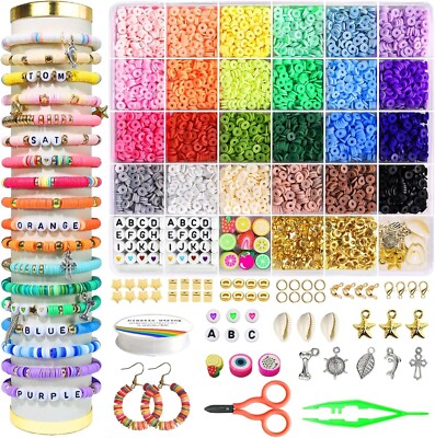 4200 Clay Beads Bracelet Making Kit, 24colors Beads Jewelry Kits with Charms USA
