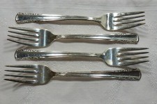 4 Vintage Holmes Edwards May Queen Salad Forks Silver plate Flatware 6 5/8", EXC