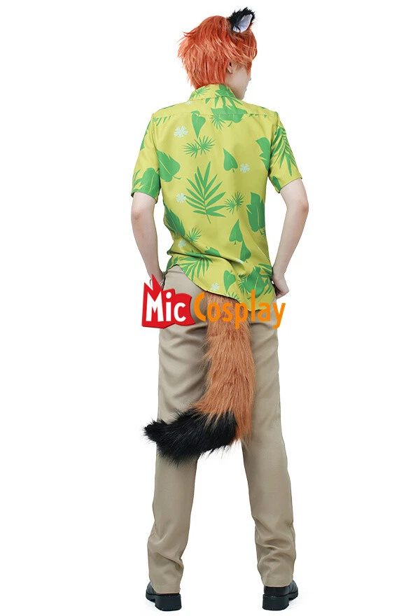 Men's Fox Nick Wilde Cosplay Costume Shirt Tie Ears Tail  - Image 2 of 4