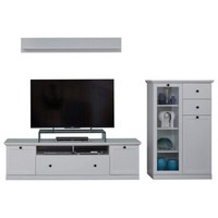 Trendteam Anbauwand Wandboard Tv-Lowboard Vitrine Highboard Wohnwand Weiß 3 Tlg