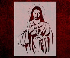 Jesus Holding Chalice Stencil Template Reusable 8.5 x 11 Inches for Painting